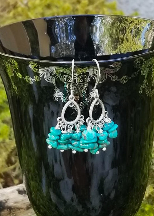 Turquoise cluster earrings