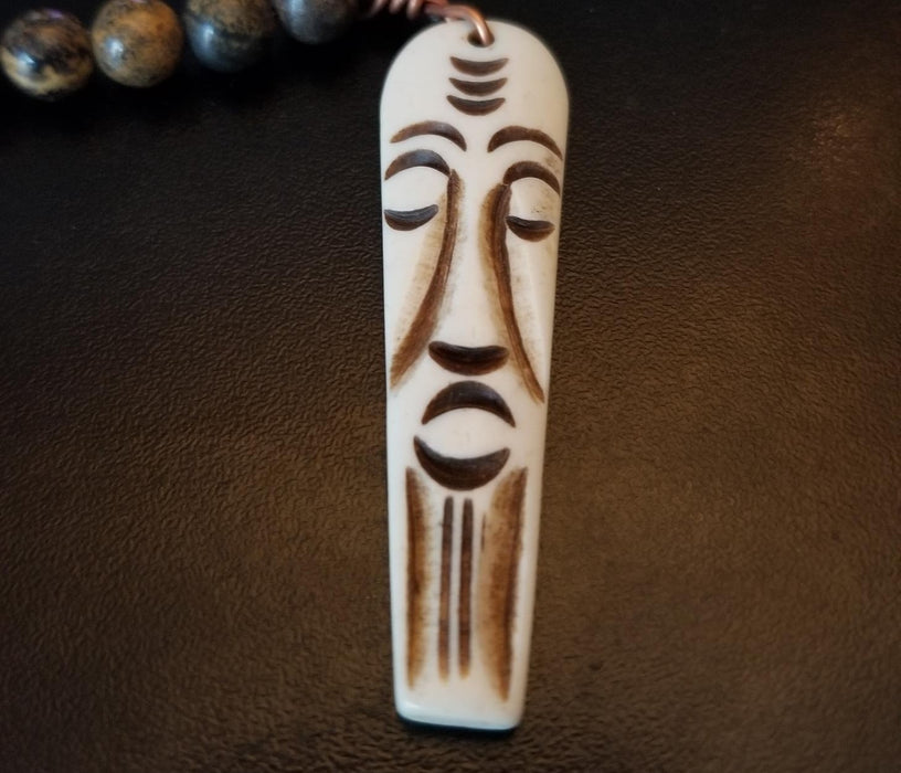 Bone pendant on dendritic jasper necklace