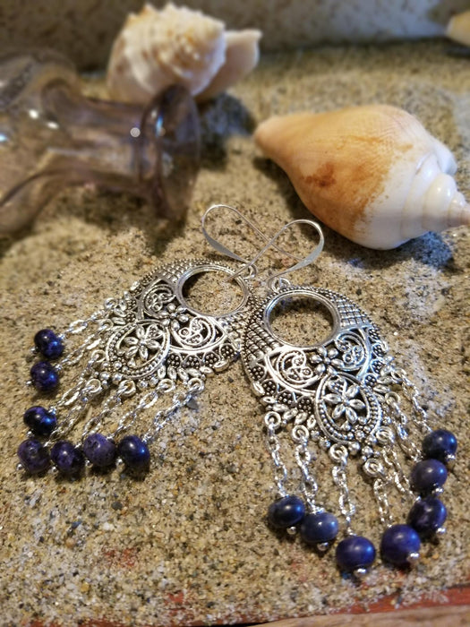 Sodalite and filigree earrings