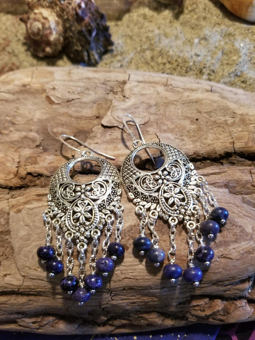 Sodalite and filigree earrings