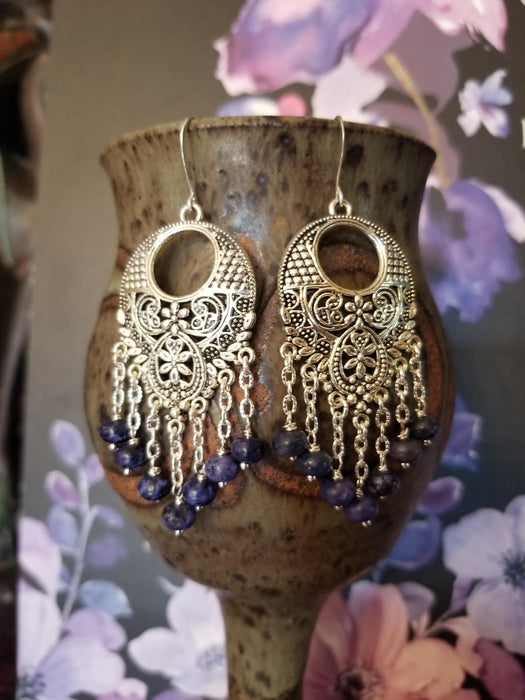 Sodalite and filigree earrings